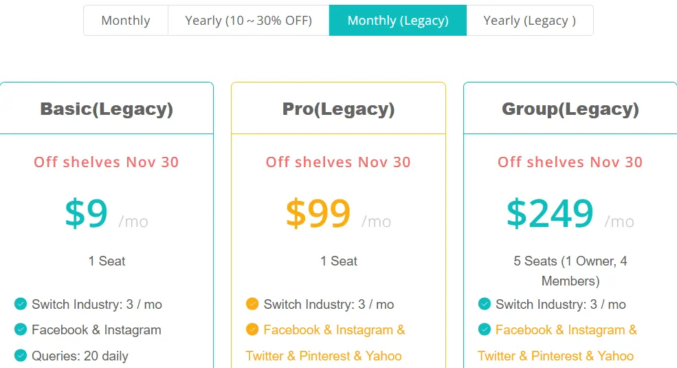 BigSpy Pricing Plans