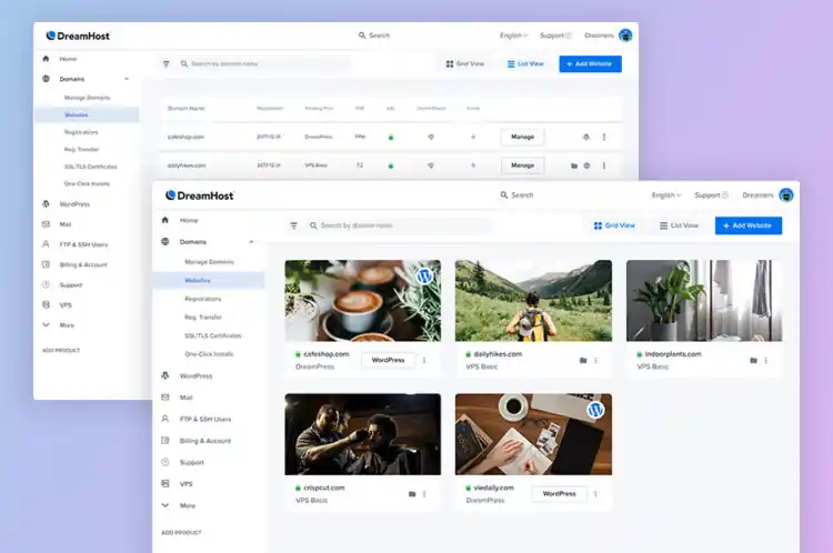 Dreamhost Custom Control Panel