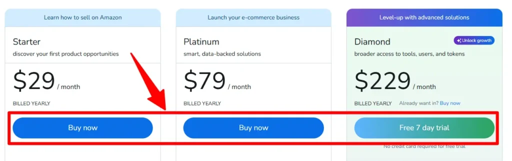 Choose your Helium 10 plan