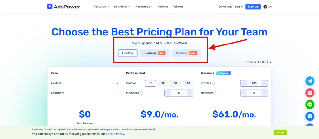 AdsPower Pricing Plans Discount Offer