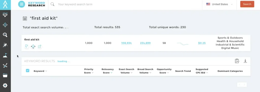 Keyword Research Feature of Viral Launch