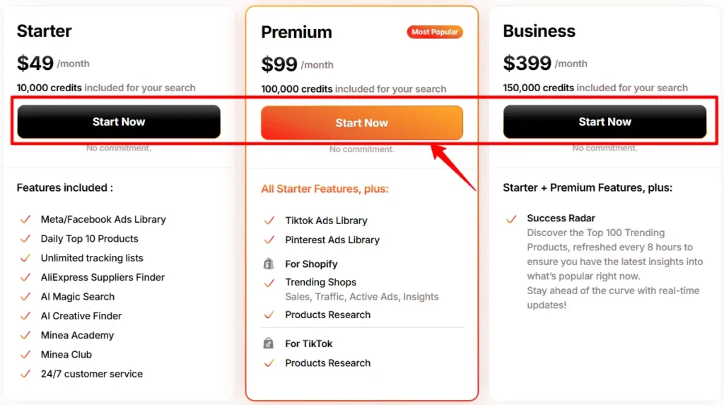 Choose Minea plan to apply coupon