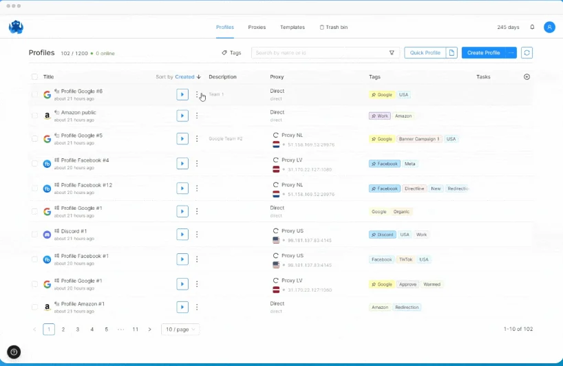 Octo Browser Profile Management