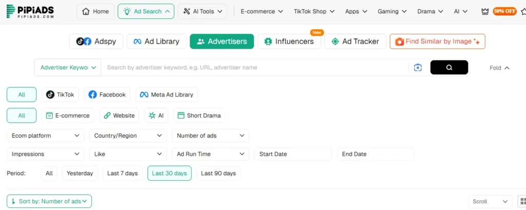 PipiAds Advanced Filtering