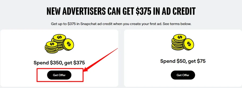 Choose Snapchat for Business offer