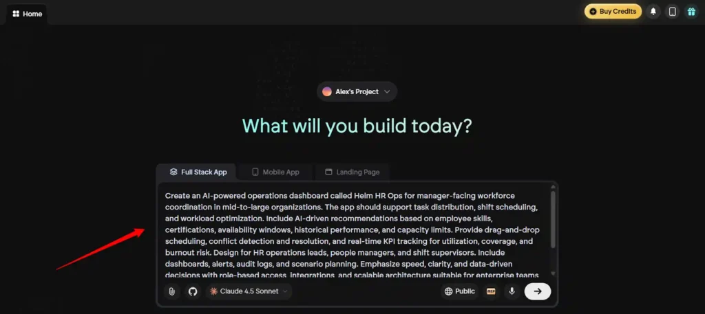 Describe Your App in Emergent