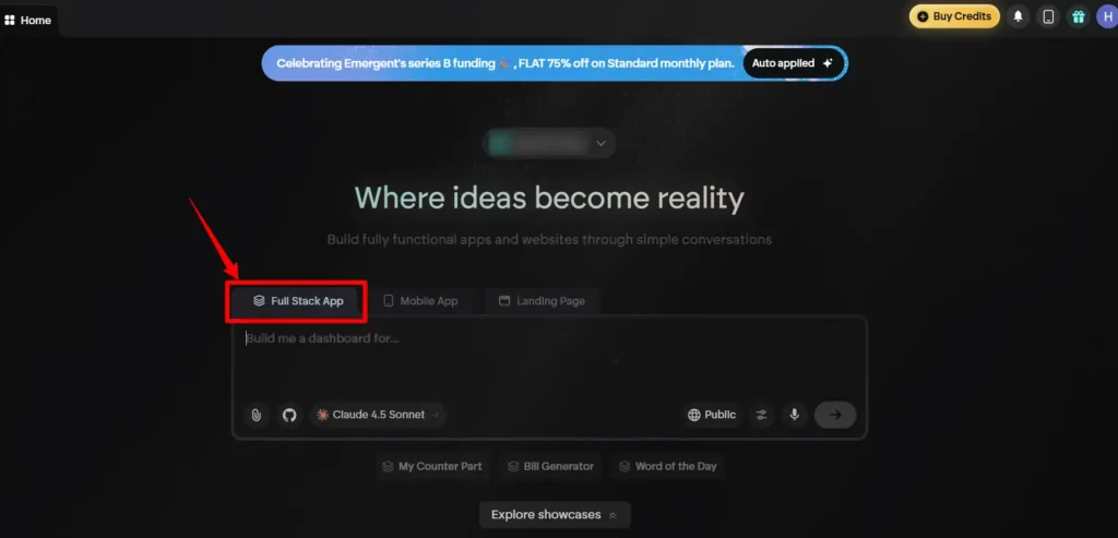Emergent Full-Stack Application Building