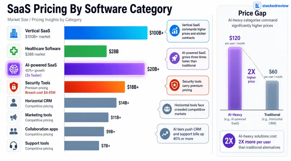 SaaS Pricing Statistics: 40+ Data Points for 2026 Budgets 6 SaaS Pricing By Software Category