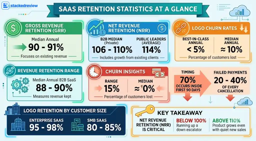 SaaS Retention Rate Statistics: 2026 Data and Projections 1 SaaS retention benchmark data overview