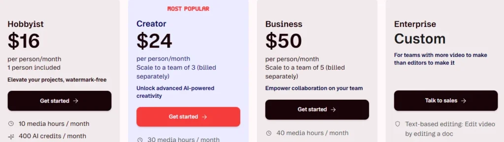 Descript Pricing 2026: Plans, Costs and AI Credit Limits 1 Descript Pricing Plans
