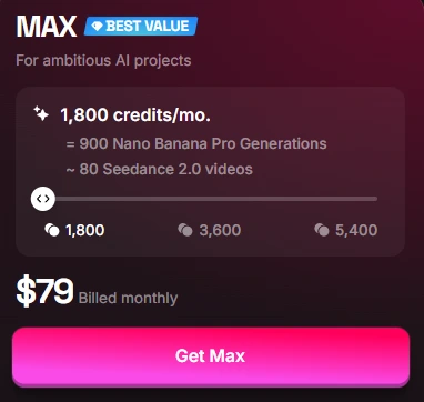 Higgsfield AI Pricing 2026: Full Plans and Credit Breakdown 5 Higgsfield Max pricing