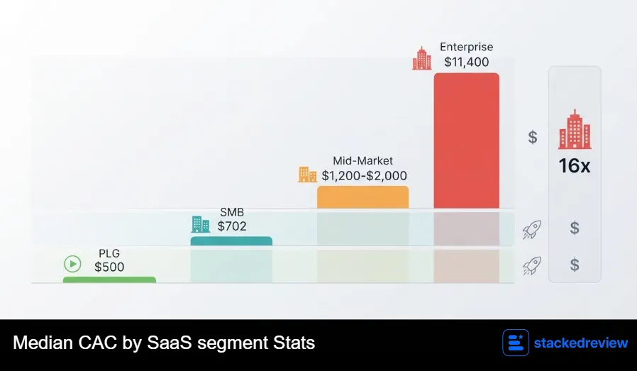 Median CAC by SaaS segment Stats