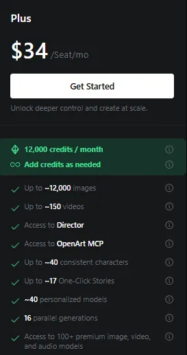 OpenArt Pricing 2026: Plans, Credits and Full Cost Breakdown 5 OpenArt Plus Plan