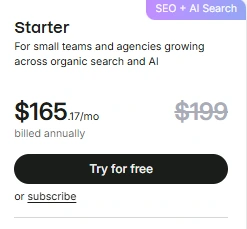 Semrush Pricing 2026: Plans, Add-Ons and Full Annual Costs 3 Semrush Starter Plan