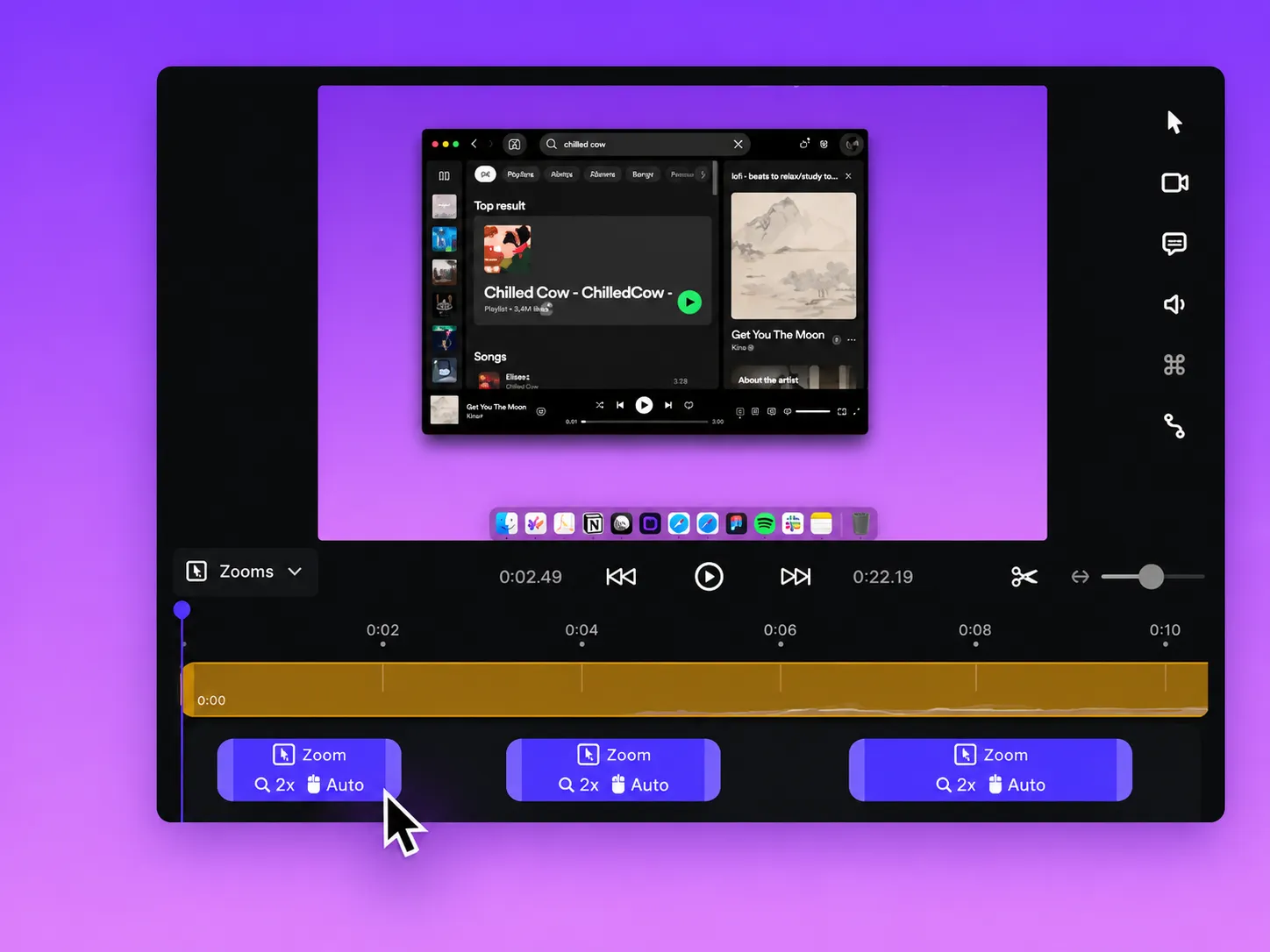 Screen Studio Review 2026: Mac Recorder Features & Pricing 5 Screen Studio Zoom timeline editing